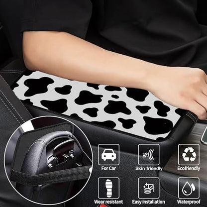 Universal Fit Center Console Armrest Cover - Soft, Stylish & Washable Pad for Car, Truck, SUV and RV, All-Day Comfort, Enhanced Protection - Brown Marble Pattern Design (Cow Pattern) - color: Cow pattern