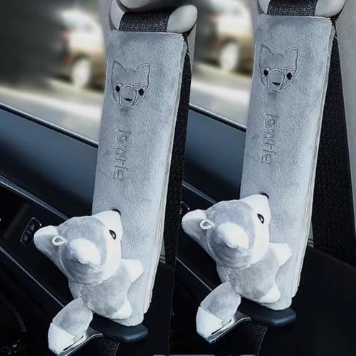2 PCS Seat Belt Cover Pad, Cute Kawaii Animal Fox Seatbelt Covers for Kids and Adults, Winter Plush Fluffy Soft Seat Belt Cover, Cartoon Seatbelt Cushion,Car Seat Strap Pads (E-Fox) - color: E-Fox