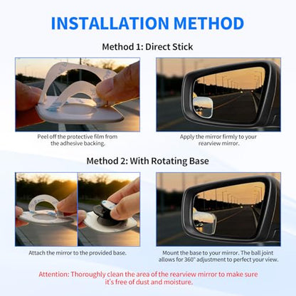 2 PCS Car Blind Spot Mirror, HD Frameless Convex Glass Angle Adjustable, Self-adhesive Back Auxiliary Reverse Mirror Wide Angle Side Mirrors Universal Car Exterior Accessories (Wedge) - size: Wedge