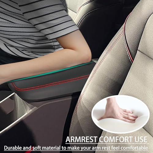 Car Armrest Cover Waterproof Center Console Pad Scratch Resistance Box Cover Anti-Scratch Leather Protector Pad for Chevy Trax 2024 2025 2026 Accessories(Black + Red Stitches) - color: Black + Red Stitches