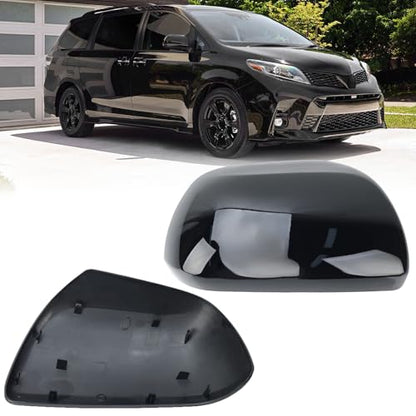 Compatible with 2012-2020 Toyota Sienna Right Side Mirror Cover Cap, Black Passenger Side Clip-on Mirror Cap Replacement Without Turn Signal Light Replaces for 87915-08021-C2 - color: Right Black