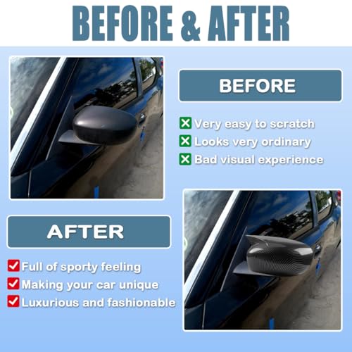XITER 2pcs Rear View Side Mirror Cover Side Mirror Cap for Dodge Charger 2006 2007 2008 2009 2010,Carbon Fiber - color: Carbon Fiber
