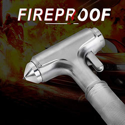MOTORBUDDY Car Safety Hammer, Fireproof Metal Emergency Escape Hammer with Hard Alloy Head Window Breaker and Seat Belt Cutter, Aluminium Alloy Emergency Escape Tool for Car Accidents - color: Silver