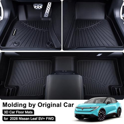 Floor Mats for All-New 2026 Nissan Leaf (Only Fit SV+ FWD) & Cargo Mat, TPE All Weather Protection Car 1st & 2nd Row Floor Liners with Trunk Mat Full Set Accessories,Black - size: 2026 Nissan Leaf (Only SV+ FWD)