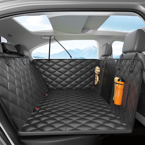 Dog Car Seat Cover for Back Seat, Hard Bottom Back Seat Extender for Dogs - Supports 400lbs,New Waterproof, Scratch Resistant, Anti Slip Portable Dog Hammock,Suitable for Cars, SUVs and Trucks - color: all black