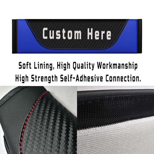 Custom Seatbelt Cover – Soft Carbon Fiber Seat Belt Pads Cushion – Personalized Seatbelt Covers for Adults Kids Women – Cute Seat Belt Shoulder Pad - color: Blue