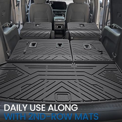 Cargo Mat Backrest Mats for 2024 2025 2026 Chevy Traverse & 2025 2026 Buick Enclave, TPE All Weather Cargo Liner Trunk Mat Car Accessories(24-26 7/8 Seats-3rd Row Backrest Mats&Cargo Mat) - style: 24-26 7/8 Seats-3rd Row Backrest Mats&Cargo Mat