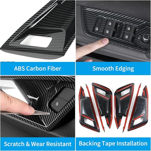 Car Door Handle Bowl Cover Compatible with Audi A3 2021-2023, Carbon Fiber Door Handrail Paint Guard Cover for Hatchbacks, ABS Door Handle Cup Protective Sticker