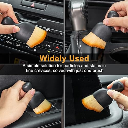GaRhomxy Car Detailing Brushes, Car Interior Dust Sweeping Soft Brush, Soft Bristles Brush Cleaning Tool for Automotive Dashboard, Air Conditioner Vents, Computer, Scratch Free(Yellow) - color: Yellow