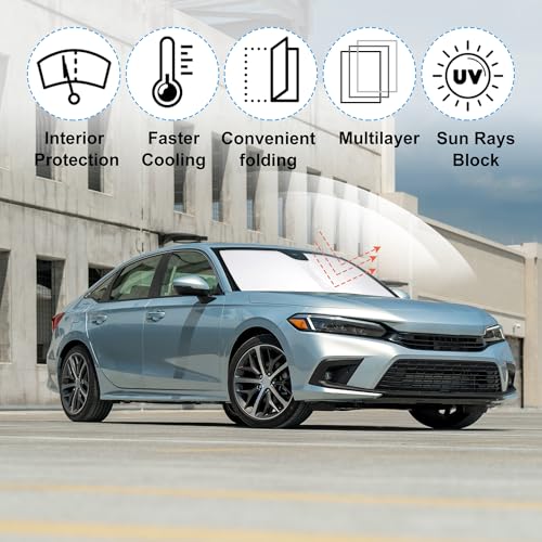Windshield Sun Shade Custom Fit 2022 2023 2024 2025 2026 Honda Civic 11th Gen Accessories Foldable Sunshade Sun Blocker Front Window Shades Covers Keep Car Cooler - size: For Honda Civic 11th Gen 2022-2026