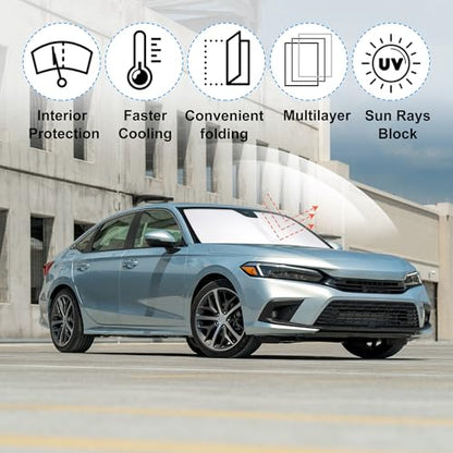 Windshield Sun Shade Custom Fit 2022 2023 2024 2025 2026 Honda Civic 11th Gen Accessories Foldable Sunshade Sun Blocker Front Window Shades Covers Keep Car Cooler - size: For Honda Civic 11th Gen 2022-2026