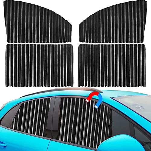 Ovege Car Window Shades 4pcs - Side Window Sun Shades, Silky UV Protection Privacy Baby Suction Magnetic (Black-Opaque, Front&Back 4pcs) - color: Black-Opaque, size: Front&Back 4pcs