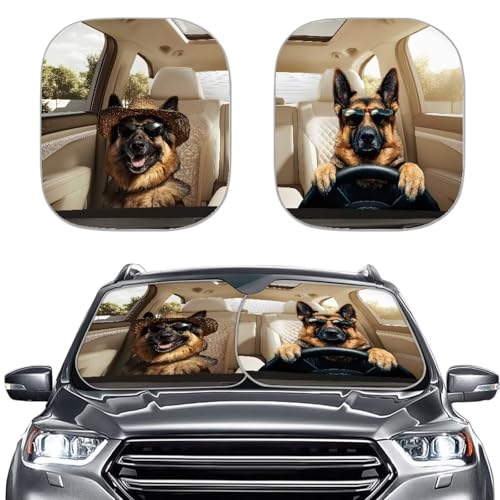 Fashion Sheepdog Sun Shade for Car Window Foldable Automotive Front Window Sunshade Protector Heat Reflector-Keep Your Vehicle Cool Universal for Auto Truck Van SUV - color: Fashion Sheepdog