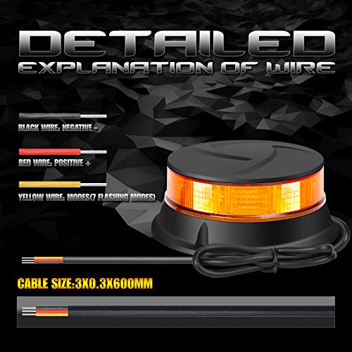 DAYSEN 4Pcs Amber Strobe Beacon Lights - 360° Rotating Emergency Light with 7 Flash Modes,12V/24V Compatible for Trucks, Tractors, ATV/UTV, Golf Carts & Heavy Duty Vehicles (4.2" Permanent Mount) - size: Screw (4pcs)