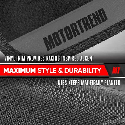 Motor Trend SpeedSeries Carpet Car Floor Mats Set - Versatile Fit for Cars, Trucks, SUVs, Vans Grey Trim Racing Design Car Mat Full Set Tapetes para Carro - Set of 4, Black & Gray Car Carpet Mats - color: Speed Series-Grey
