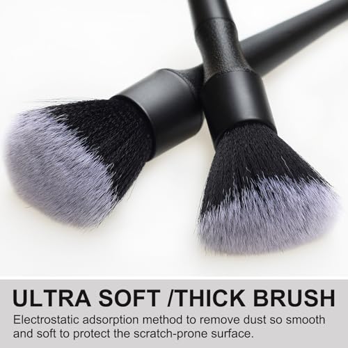 2 Microfiber Detailing Brushes, Car Interior Detailing Brush for Air Vent,Dashboard, Leather,Cleaning Tool Efficient Dust Removal for Car Interior, Computers, Keyboards, Digital Device