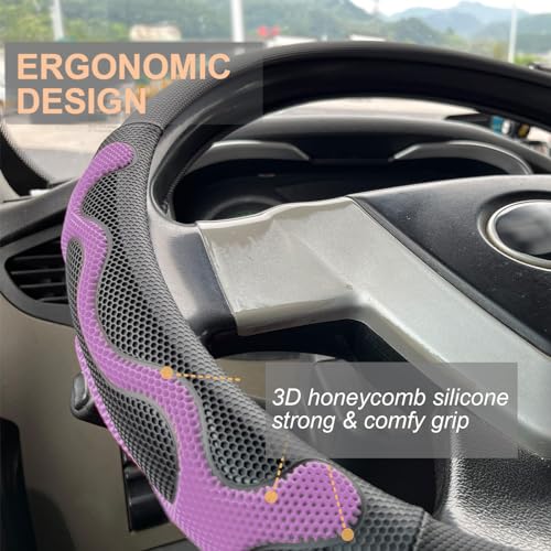 PINCTROT XL Size 17.5-18 Inch Comfy Grip Steering Wheel Cover for Semi Truck, Fits RV, Big Rig Trucker, 18 Wheeler and Classic Cars, Anti-Slip Design 17.5-18 Inch(Silicone Purple) - color: 6.Purple, size: Extra Large Size[17 1/2''-18'']