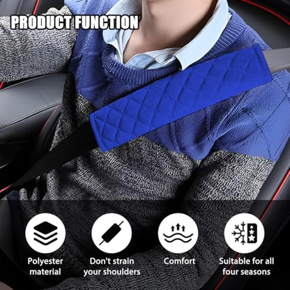 Car Seatbelt Cover, 2PCS Soft Velvet Vehicle Seat Belt Shoulder Strap Harness Pad for Comfortable Driving, Automotive Neck Chest Protection Cushion, Universal for Truck Sedan SUV (Blue) - color: Blue