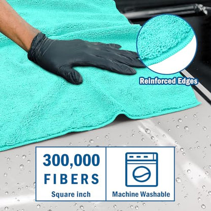 HOMEXCEL Professional Large Microfiber Car Drying Towels 2 Pack, Lint Free, Scratch Free, Highly Absorbent Drying Towel for Cars, SUVs, RVs, Trucks, and Boats,31" x 24",Green - color: Green
