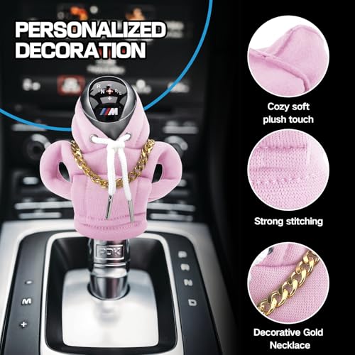 Funny Gear Shift Hoodie Cover, Car Shifter Knob Sweatshirt, Universal Stick Shift Cover for Car Gear Handle - color: Pink