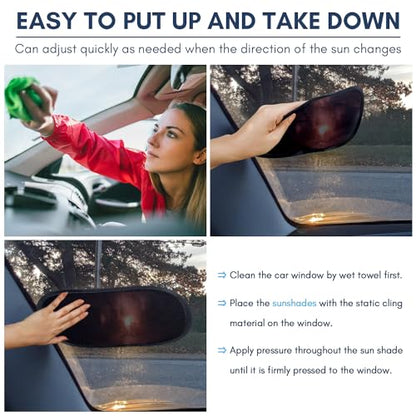 Miniature Static Cling Car Window Shades, Removable Tint for Car Windshield Covers Blocks Sun Glare Patch Sun Screen Car Sun Shade for Side Window Baby, Driver Window Sunshade, Glare Visor 4 Pack - size: 4 Pack