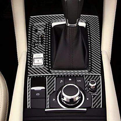 AIRSPEED for Mazda 6 2016-2017.5 with Automatic Transmission, Carbon Fiber Center Console Gear Shift Panel Cover Multimedia Knob Frame Cover Interior Trim - color: Gear Shift Panel