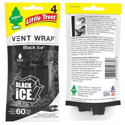 LITTLE TREES Car Air Freshener | Vent Wrap Provides Long Lasting Scent, Invisibly Fresh | 16 Air Fresheners | Black Ice - color: Black Ice