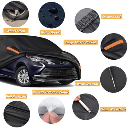 16-Layer Special Full Car Cover Fit for 2010-2024 Ki-a Soul, Ultra Heavy 600D Oxford Cloth, All-Weather Protection Summer Sun Exposure and Winter Snow Rain Dust UV, Black - color: Fit for 2010-2024 Ki-a Soul