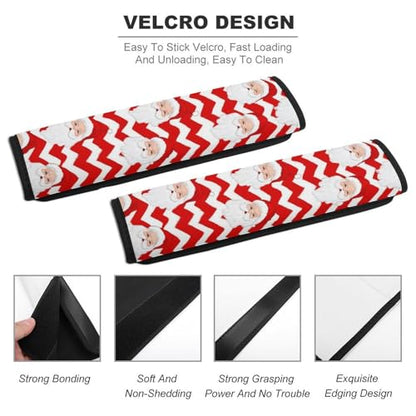 Comfortable Cushion Pad Car Shoulder Strap Harness Pad, Christmas Santa Claus Red 2PCS Car Belt Covers - color: Color843