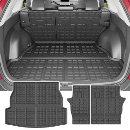 powoq Cargo Mat Compatible with 2019-2025 Toyota RAV4 Backrest Mat Cargo Liner Trunk Mat Back Seat Protector Replacement for 2019-2024 2025 Toyota RAV4 Accessories (Trunk Mat+Backrest Mats) - size: Compatible with Toyota RAV4 | 2019-2025