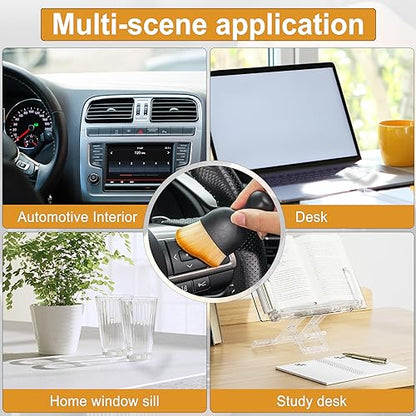 GaRhomxy Car Detailing Brushes, Car Interior Dust Sweeping Soft Brush, Soft Bristles Brush Cleaning Tool for Automotive Dashboard, Air Conditioner Vents, Computer, Scratch Free(Yellow) - color: Yellow