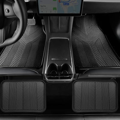 CAR PASS Universal Car Floor Mats & Cargo Liner Full Set, Waterproof Anti-Slip Rubber Trim to Fit Trunk Mats All Weather Protection Fit Car SUV Sedan Coupe Vehicle Automotive 5 Pieces, S-M Size Black - color: Black