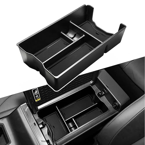 for Toyota RAV4 2026 Center Console Tray Organizer ABS Plastic Armrest Secondary Storage Box Middle Arm Rest Insert Tray Container Interior Accessories (Black) - color: Black