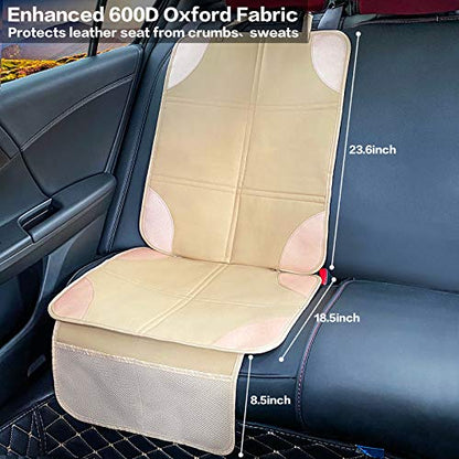 Meolsaek Car Seat Protector, Non-Slip Backing Will Not Leave Imprint, Waterproof Thicker Car Seat Cover for SUV, Sedan, Truck, Leather Car Seat Cushion (Ochre) - color: Ochre