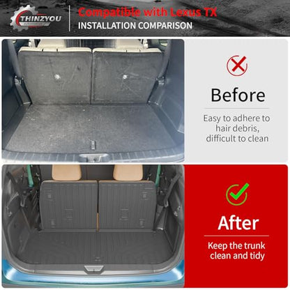 Trunk Mat Compatible with 2024 2025 2026 Lexus TX350 TX500h TX550h+ 6&7 Seats Cargo Mat Cargo Liner Trunk Liner Back Seat Protector All Weather TX Accessories (Trunk Mat with Backrest Mat) - style: For Lexus TX | 2024-2026