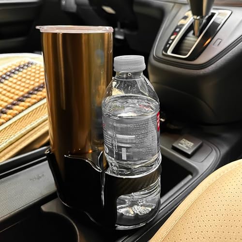Double Cup Holder for Car, 2 in 1 Extra Cup Insert with Expandable Base, Multifunctional Extender Expander Adapter with Elastic Open-Close Cup Mouth, Adjustable Bracket FOR 2.1''-2.9'' BOTTLE DIAMETER