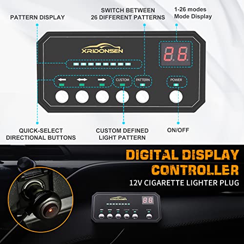 XRIDONSEN 35 inch Traffic Advisor Light Bar 144 LED White strobe lights Emergency Warning Flashing Safety Front/Rear Windshield w/Directional Arrow for Construction Vehicles Snow plow Trucks - color: White