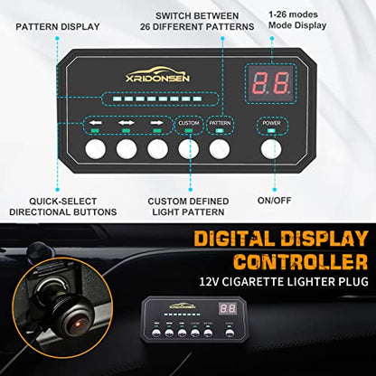 XRIDONSEN 35 inch Traffic Advisor Light Bar 144 LED Amber Red strobe lights Emergency Warning Flashing Safety Interior Windshield w/Directional Arrow for Construction Vehicles Snow plow Trucks - color: Amber/Red