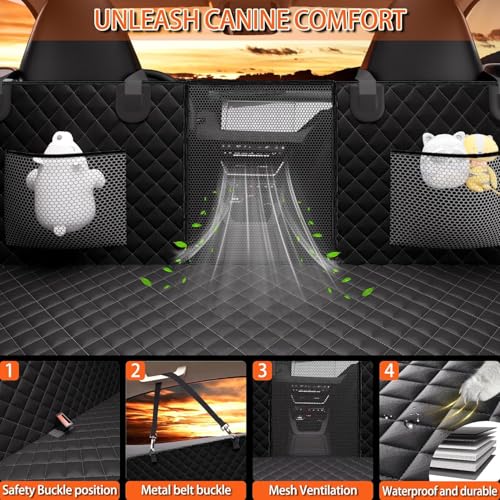 Chilino Back Seat Extender for Dogs - Large Space, Waterproof Dog Car Seat Cover for Back Seat with Hard Bottom Holds 420lbs, Upgraded Material Waterproof Pet Car Bed Dog Hammock for Car, SUV,Truck - color: Black