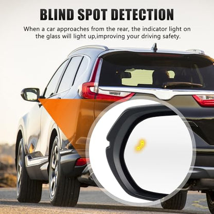 Mirror Glass Compatible with CRV 2017 2018 2019 2020 2021 2022, Left Driver Side Rear View Convex Mirror Glass with Blind Spot Detection System, Heated, Backing Plate and Mounting Bracket - size: Driver Side