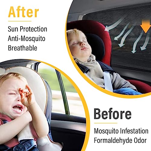 Kewucn 2 Pack Car Window Shades, Sun Rays Blocker & UV Protection for Baby Family Pet, Breathable Mesh Auto Window Covers, Elasticized Universal Window Screens for Most Cars (Car Front 22.8''×15.7'') - size: Medium Car Front Seat