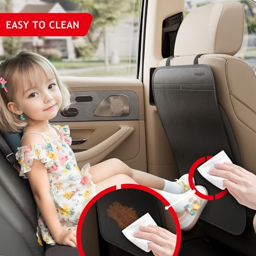 SURDOCA Kick Mats Back Seat Protector for Kids, Leather Car Back Seat Cover for Child, Offers Waterproof Protection of Car Seat Back from Dirt, Mud, Scratches - color: 2 pcs