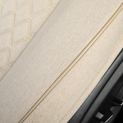 West Llama Linen Front Car Seat Cover Protector Anti-Slip Bottom Seat Cover Fits 95% of Vehicles,Wrapping Around The Bottom,Diamond Pattern(Beige-1Pcs) - color: Diamond Pattern-Beige, size: 1pc