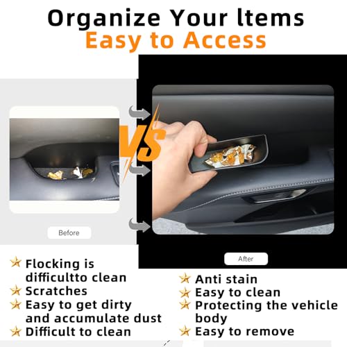 Car Door Handle Pocket Organizer Inserts for Lexus RX 2023 2024 2025 Accessories Car Pocket Organizer Front Rear Door Grab Inner Tray Box (4PCS Black TPE Storage Box-4 Door) (Black)