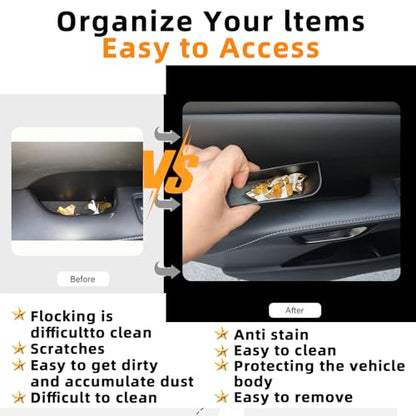 Car Door Handle Pocket Organizer Inserts for Lexus RX 2023 2024 2025 Accessories Car Pocket Organizer Front Rear Door Grab Inner Tray Box (4PCS Black TPE Storage Box-4 Door) (Black)