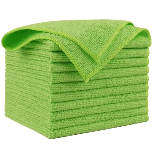 AIDEA Microfiber Cleaning Cloth, 10PK, Microfiber Towels for Cars, Premium All Purpose Car Cloths, Dusting Cloth Cleaning Rags, Absorbent Towels for SUVs, House, Kitchen, Window, 12"×12", Green - color: Green, size: 10PK