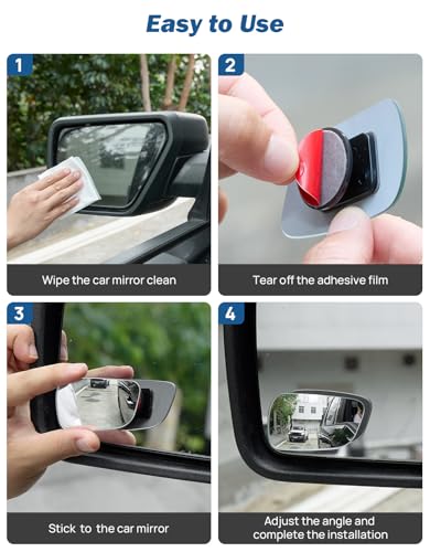 JOYTUTUS Blind Spot Mirror 2 Pack HD Frameless Convex Glass for Wide Angle View and Safer Lane Changing Compatible with Cars SUVs Trucks RVs Easy Stick On & Long Lasting Durability