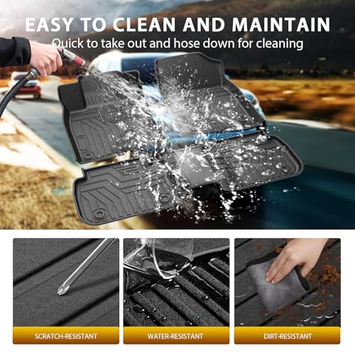 Powerty Floor Mats for Honda Civic Sedan 2022-2025 2026(NOT for Hybrid)/Acura Integra 2023-2025 All Weather TPE Custom Fit Car Mats Floor Liners 1st & 2nd Row, Black - size: 4)Honda Civic Sedan｜22-26｜1st & 2nd Row