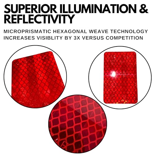 All Star Truck Parts Amber/Red 2x3 Rectangle High Visibility Reflective Stick-On Prism Reflector DOT-SAE Strong Weatherproof Trailer Camper RV Flatbed Fender Property Boat Marine Sign (Red, Qty 4) - color: RED, size: 4 PACK