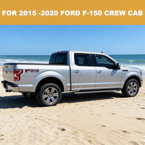 in-Channel Side Window Rain Guards Fits 2015-2020 Ford F-150 SuperCrew & Crew Cab (Not for Super Cab),Window Visors Window Deflectors Vent Sun Shades Sheilds - size: For 2015-2025 F150 Crew Cab